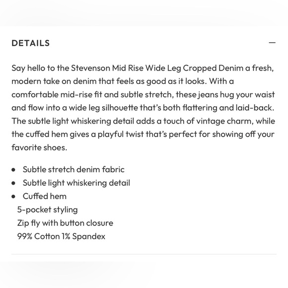 Mid Rise Wide Leg Cropped Denim - Picture 7 of 8